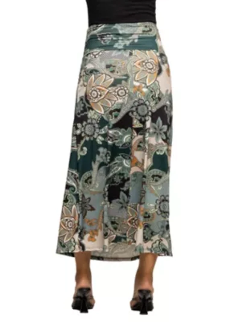 Maternity Green Paisley Print Maxi Skirt