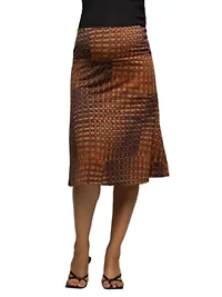 Maternity Brown Geometric Print Knee Length Skirt
