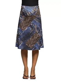 Maternity Blue Animal Print Knee Length Skirt
