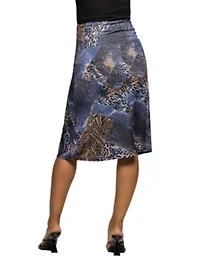 Maternity Blue Animal Print Knee Length Skirt