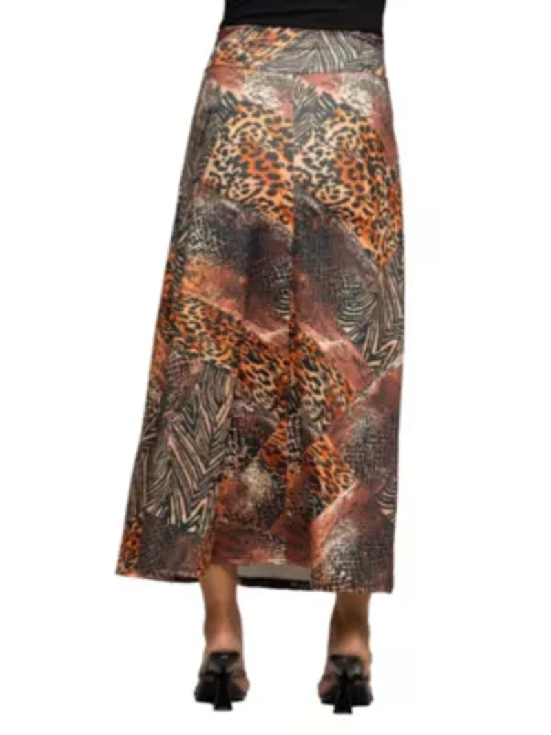 Maternity Brown Animal Patchwork Print Maxi Skirt