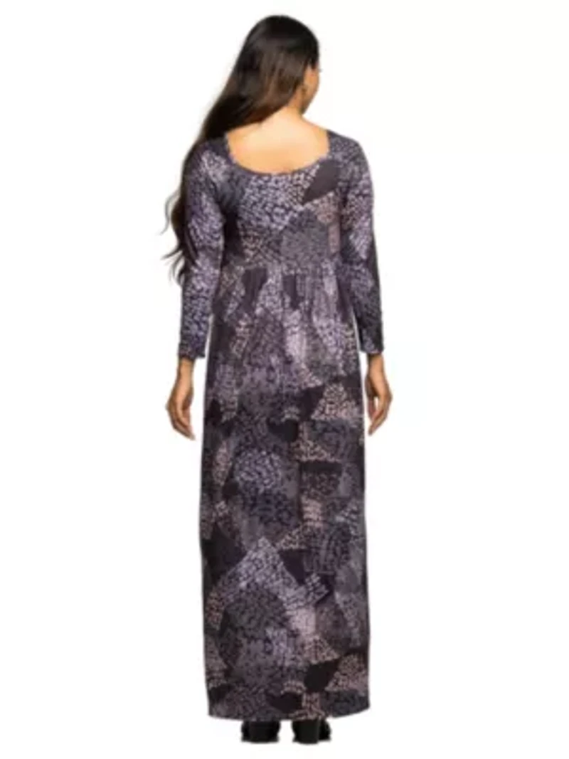 Maternity Long Sleeve Empire Waist Maxi Dress Grey Print