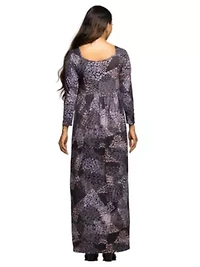 Maternity Long Sleeve Empire Waist Maxi Dress Grey Print