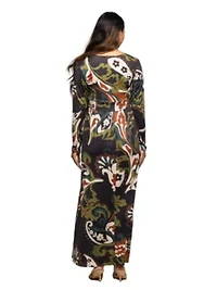 Maternity Green Paisley Print Long Sleeve Wrap Maxi Dress