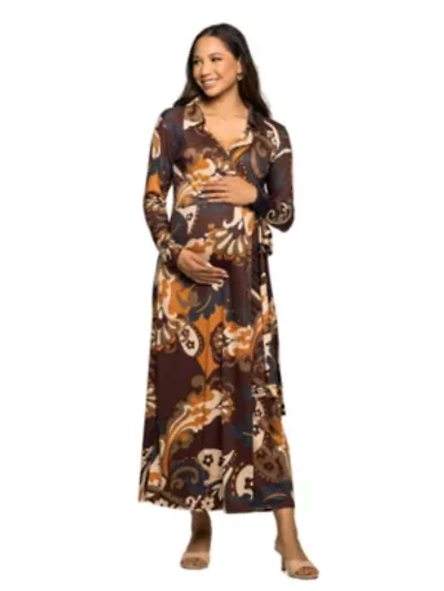 Maternity Brown paisley Empire Waist Maxi Dress