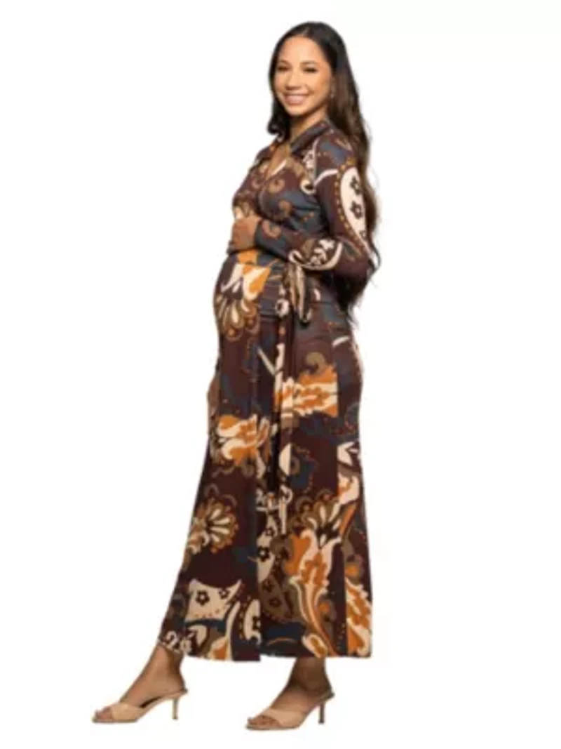 Maternity Brown paisley Empire Waist Maxi Dress