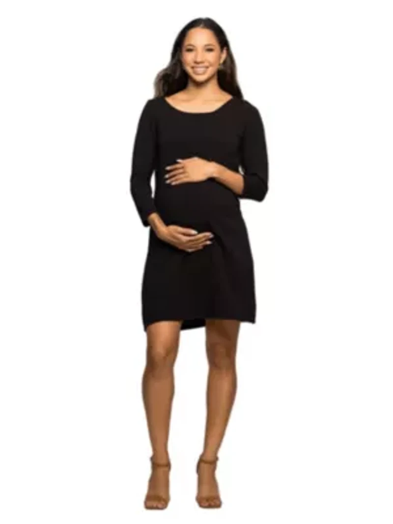 Maternity Three Quarter Sleeve A Line Knee Length Dress