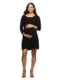 Maternity Three Quarter Sleeve A Line Knee Length Dress