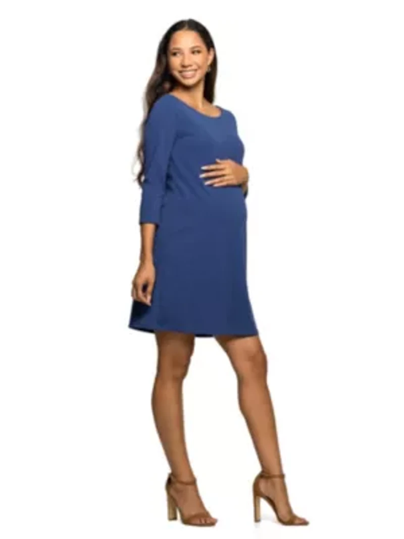 Maternity Three Quarter Sleeve A Line Knee Length Dress