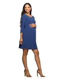Maternity Three Quarter Sleeve A Line Knee Length Dress