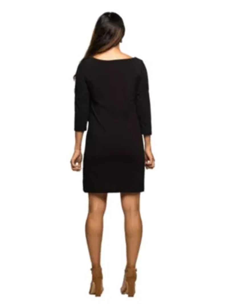 Maternity Three Quarter Sleeve A Line Knee Length Dress