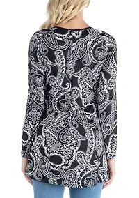Maternity Black Paisley Long Sleeve Tunic Top