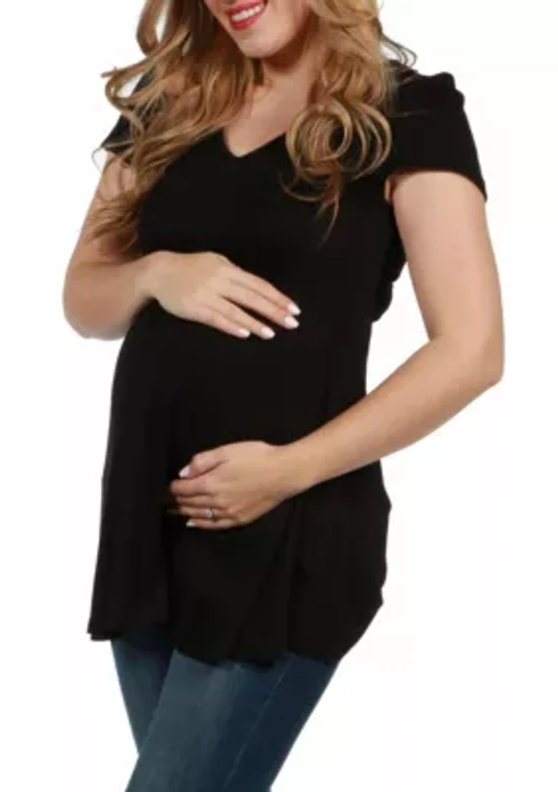 Cap Sleeve Maternity Tunic Top with Soft Flare Hem