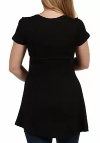 Cap Sleeve Maternity Tunic Top with Soft Flare Hem