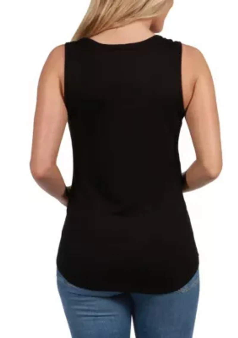 V Neck Maternity Tunic Tank Top with Round Hemline
