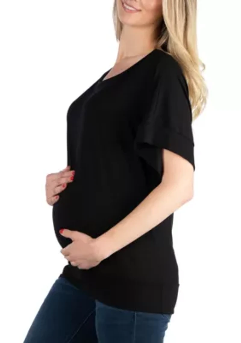 Loose Fit Dolman Maternity Top with Wide Sleeves