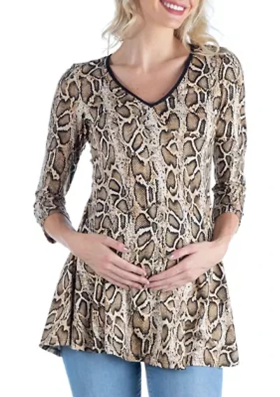Maternity Snake Print Three Quarter Sleeve Tunic Top
