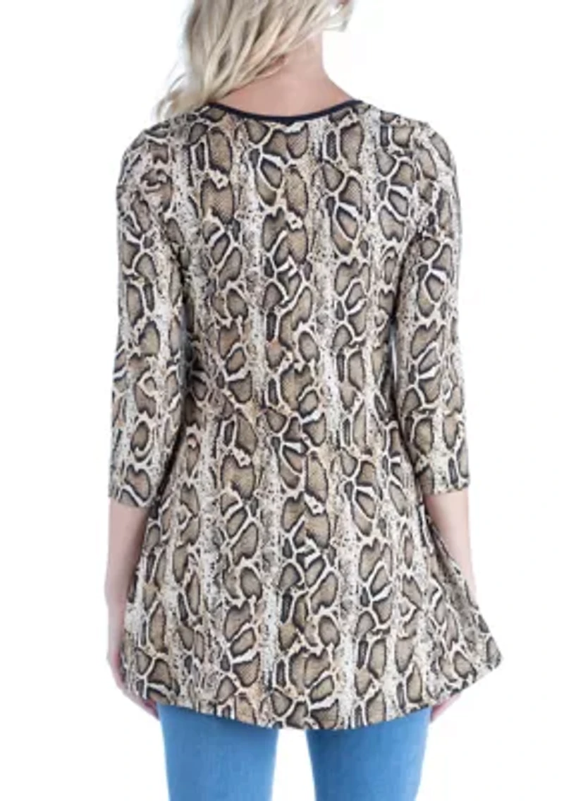 Maternity Snake Print Three Quarter Sleeve Tunic Top