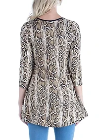 Maternity Snake Print Three Quarter Sleeve Tunic Top