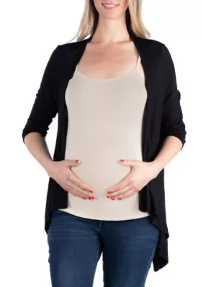 Elbow Length Sleeve Maternity Open Cardigan