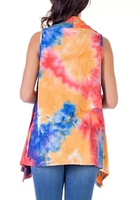 Orange Tie Dye Maternity Open Front Shrug Vest