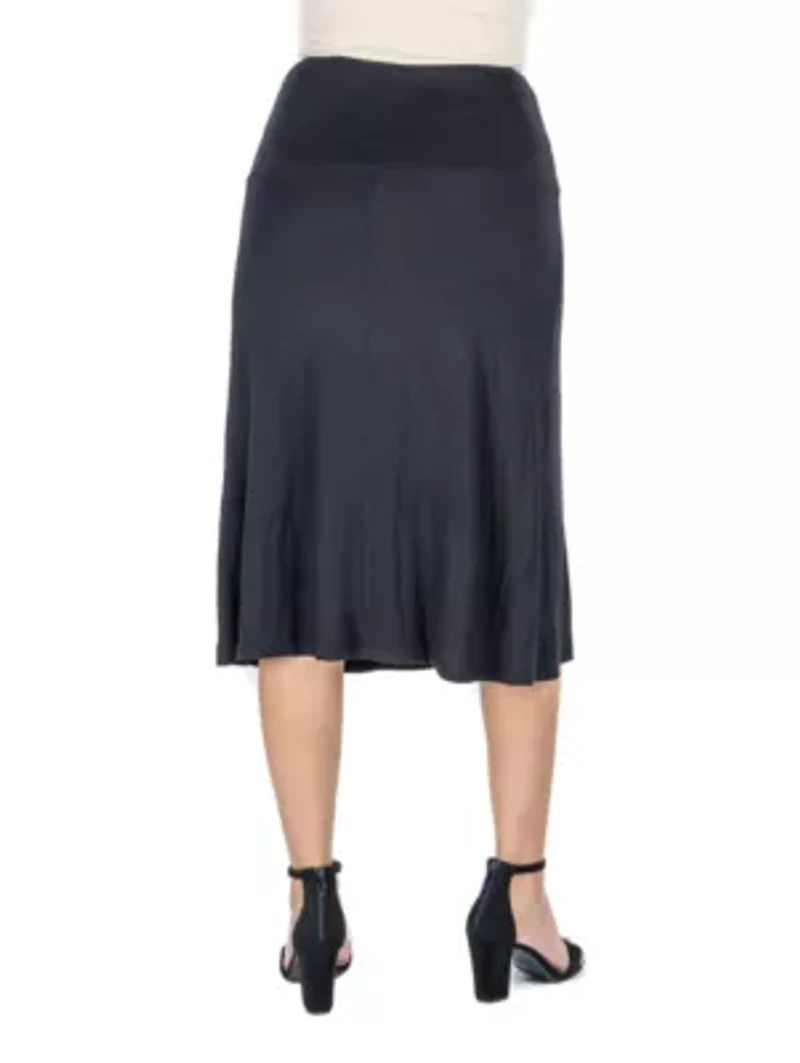 A Line Elastic Waist Knee Length Maternity Skirt