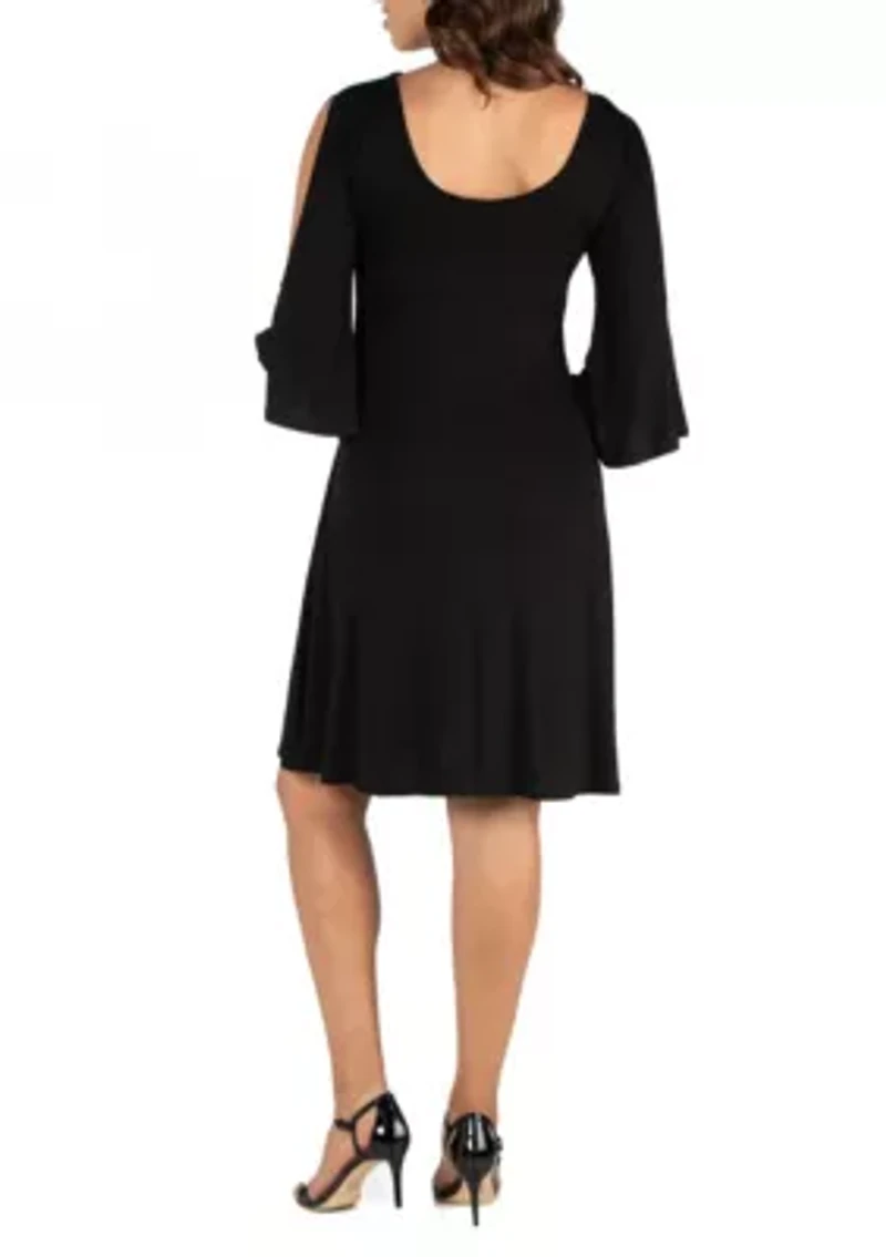 Maternity Knee Length Cold Shoulder Dress