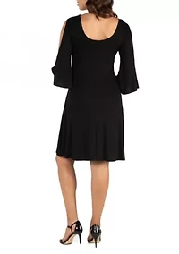 Maternity Knee Length Cold Shoulder Dress