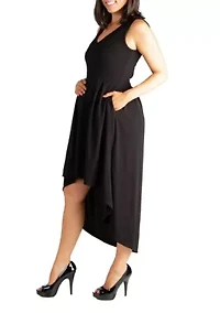 Sleeveless Fit N Flare High Low Maternity Dress