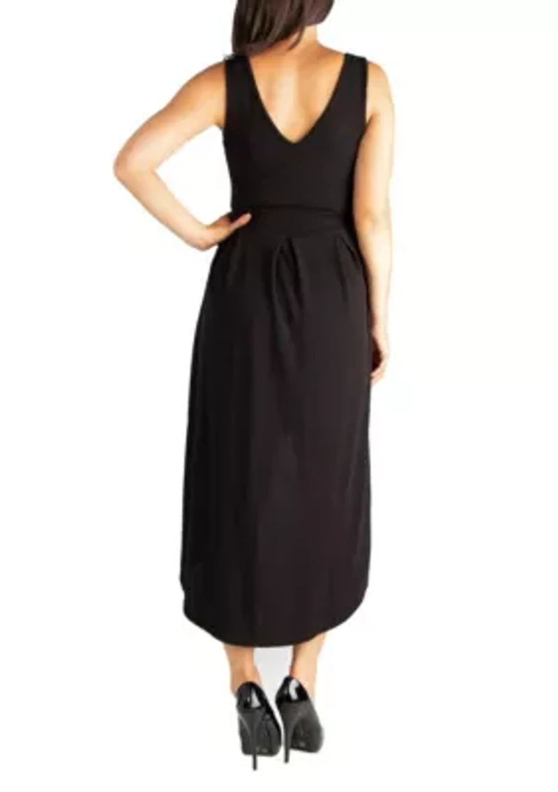 Sleeveless Fit N Flare High Low Maternity Dress