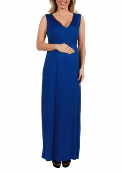 V Neck Sleeveless Maternity Maxi Dress with Belt