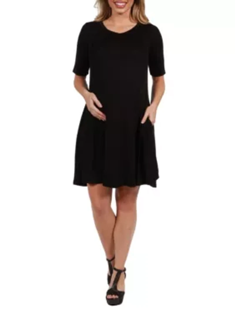 Soft Flare T Shirt Maternity Dress with Pocket Detail
