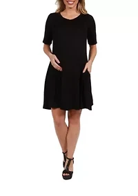 Soft Flare T Shirt Maternity Dress with Pocket Detail