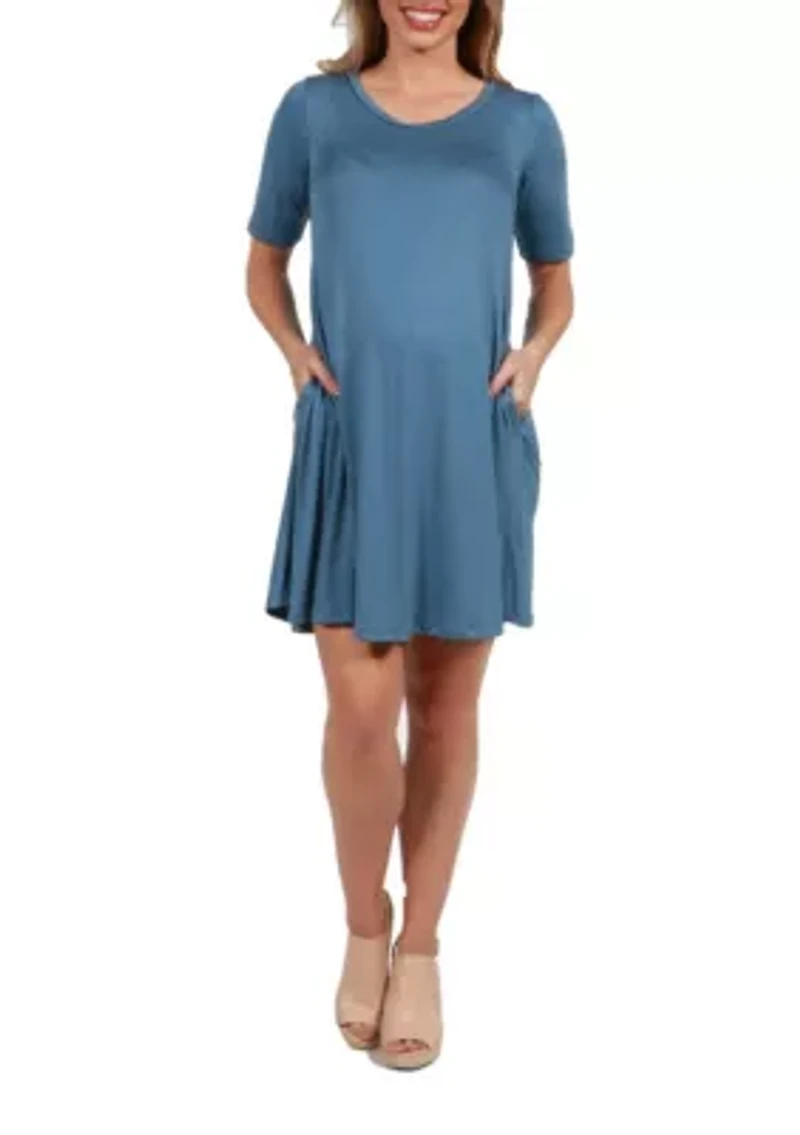 Soft Flare T Shirt Maternity Dress with Pocket Detail