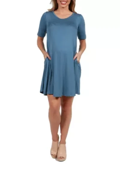 Soft Flare T Shirt Maternity Dress with Pocket Detail