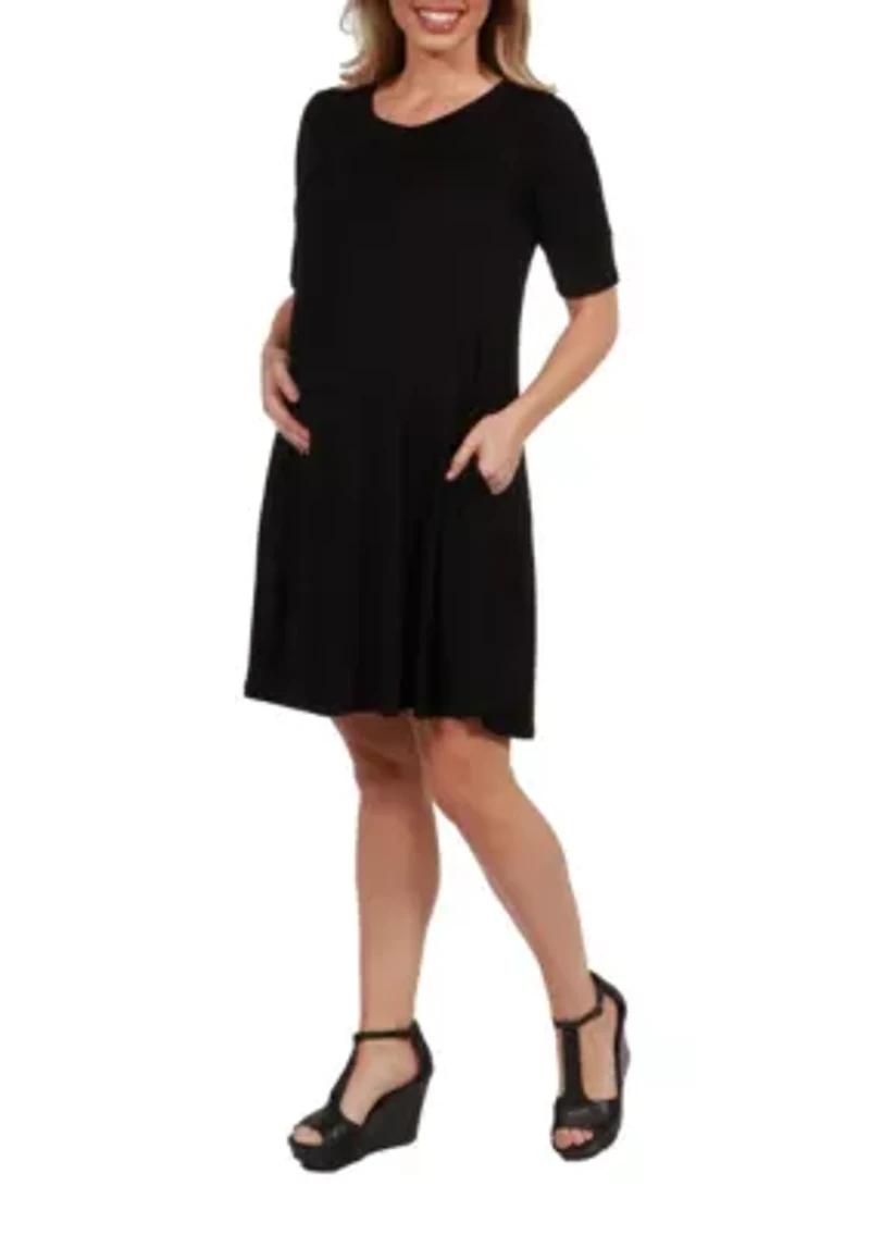 Soft Flare T Shirt Maternity Dress with Pocket Detail