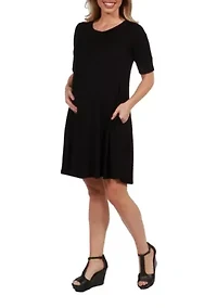 Soft Flare T Shirt Maternity Dress with Pocket Detail