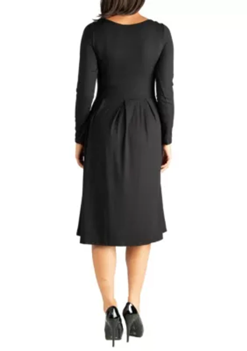Midi Length Fit N Flare Pocket Maternity Dress