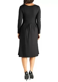 Midi Length Fit N Flare Pocket Maternity Dress