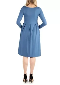 Midi Length Fit N Flare Pocket Maternity Dress