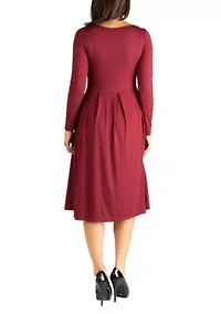 Midi Length Fit N Flare Pocket Maternity Dress