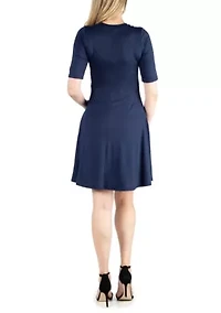 Knee Length A Line Elbow Sleeve Maternity Dress