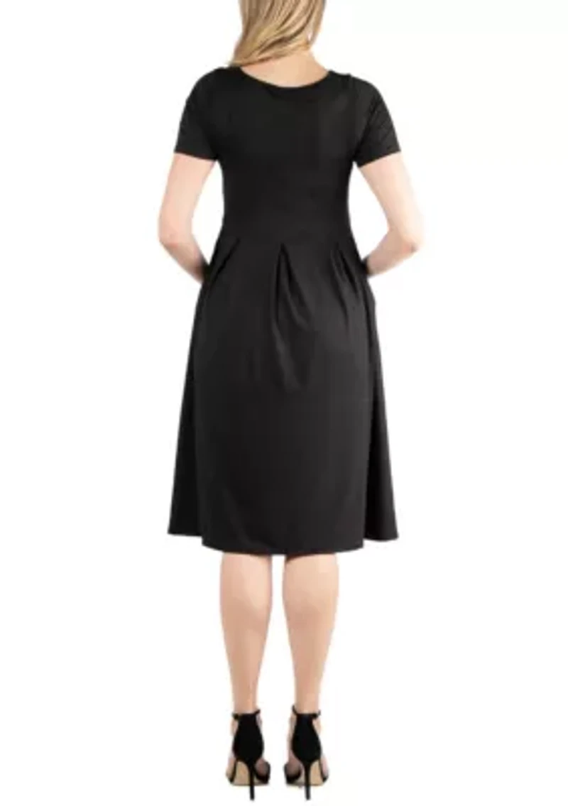 Maternity Midi Dress with Short Sleeve and Pocket Detail
