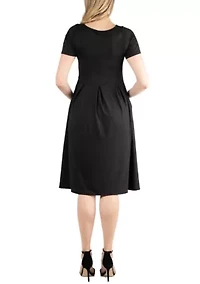 Maternity Midi Dress with Short Sleeve and Pocket Detail