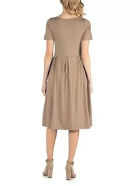 Maternity Midi Dress with Short Sleeve and Pocket Detail