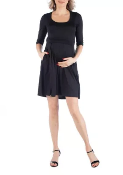 Fit and Flare Scoop Neck Maternity Dress
