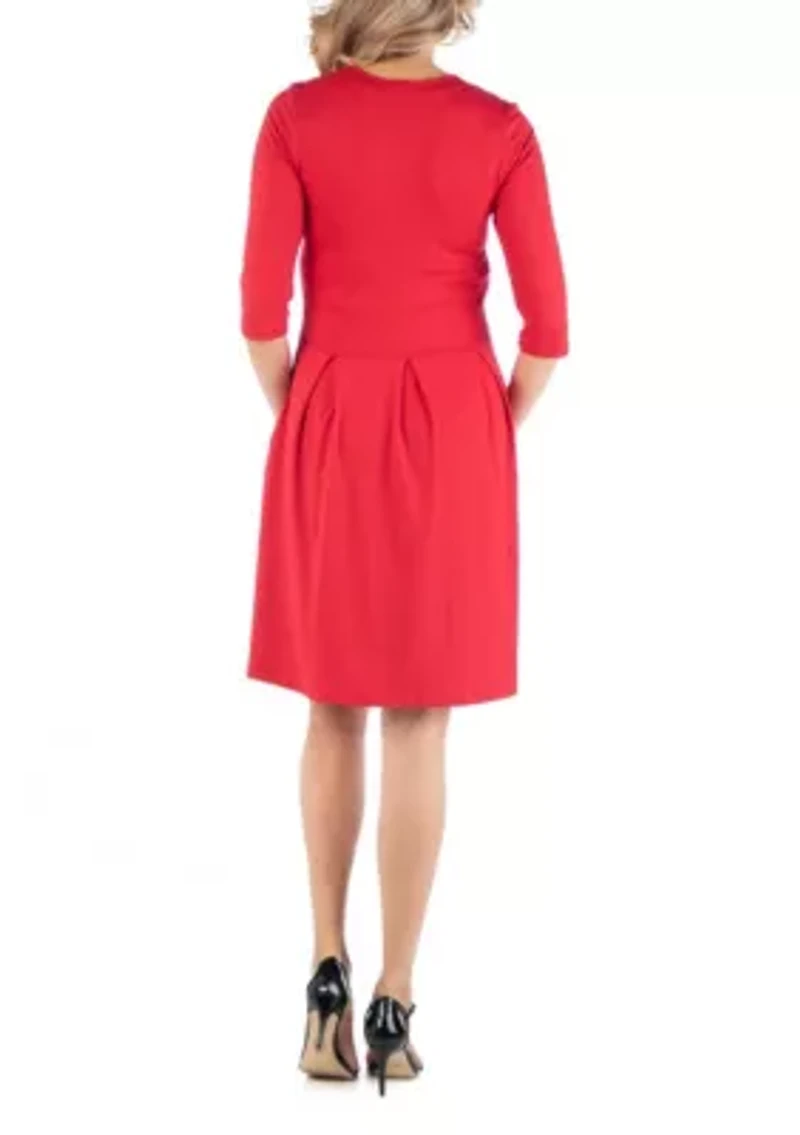 Fit and Flare Scoop Neck Maternity Dress