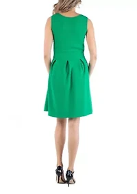 Sleeveless Pleated Maternity Dress with Pockets