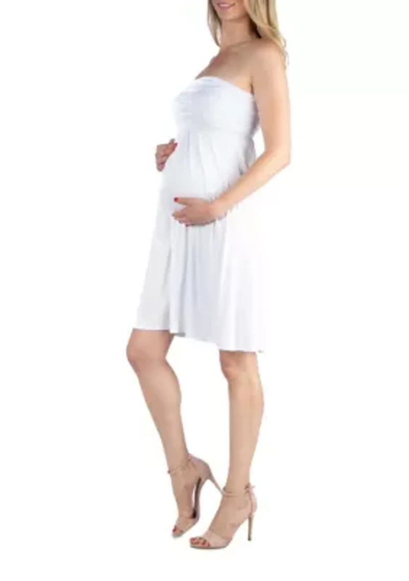 Bandeau Top Empire Waist Short Maternity Dress