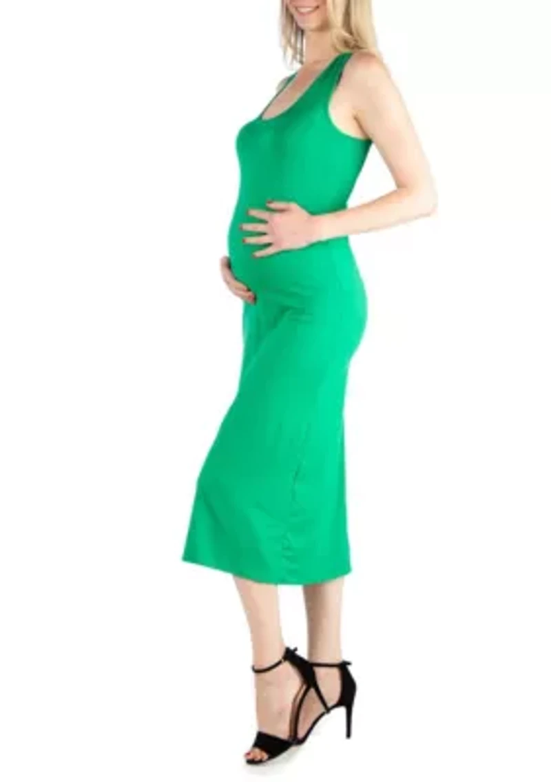 Scoop Neck Maternity Maxi Dress with Racerback Detail